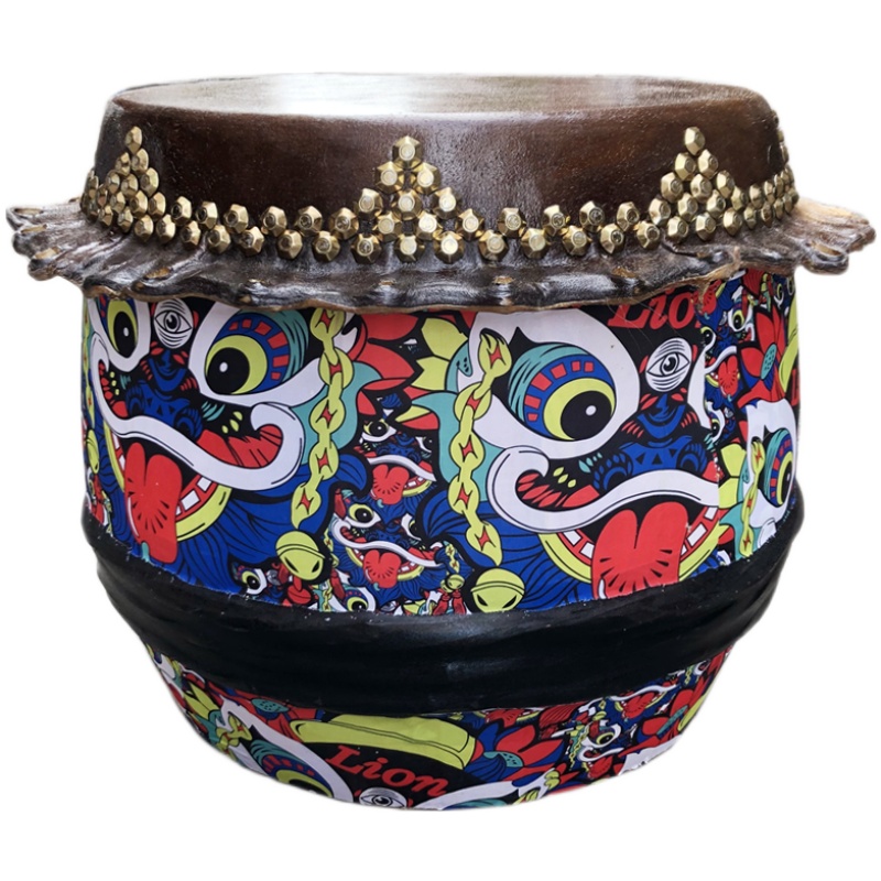 新款佛山醒狮鼓头层水牛牛皮大鼓龙舟鼓舞舞狮战鼓