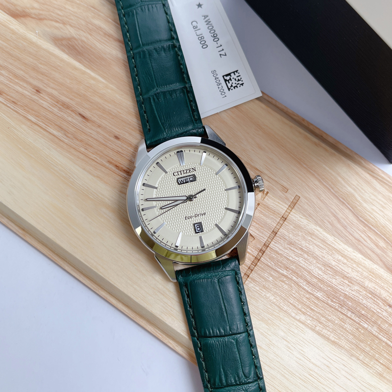 正品特价citizen西铁城光动能男款真皮带手表AW0090-11Z日期星期