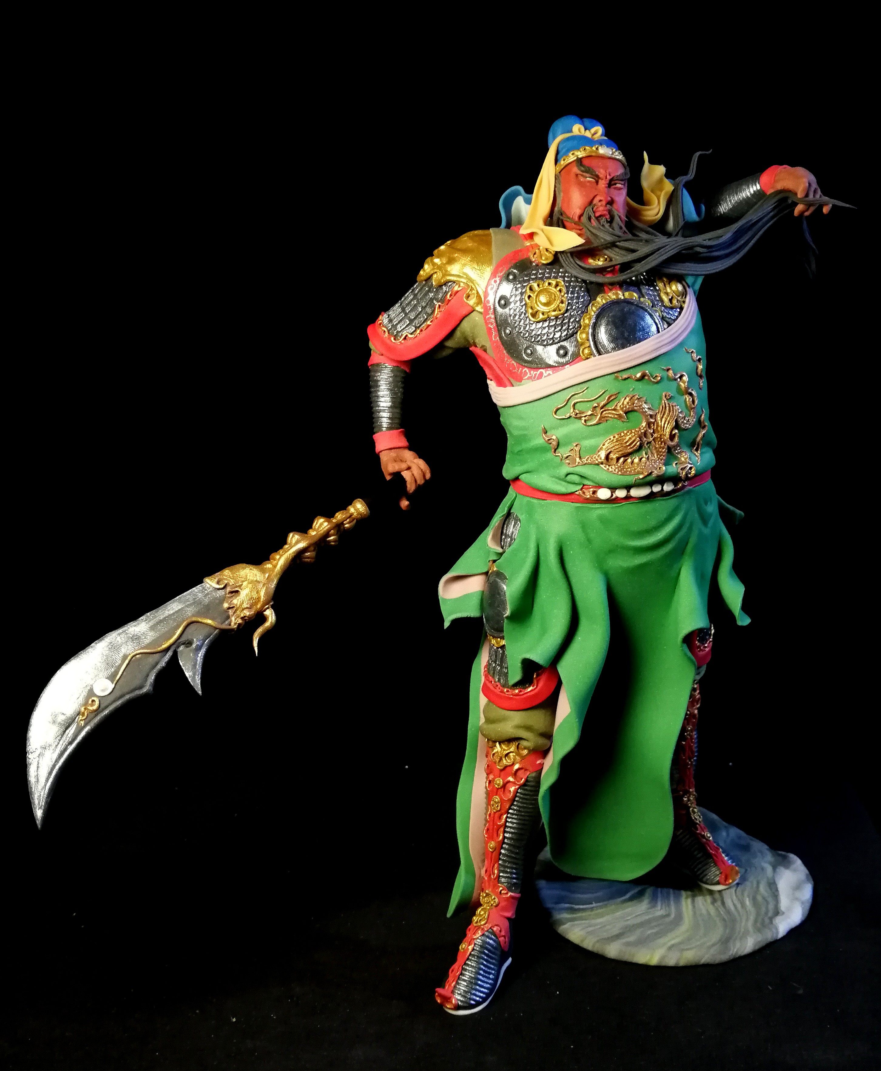 塑新斋萧占行萧家面塑手工关羽武财神摆件订制泥人