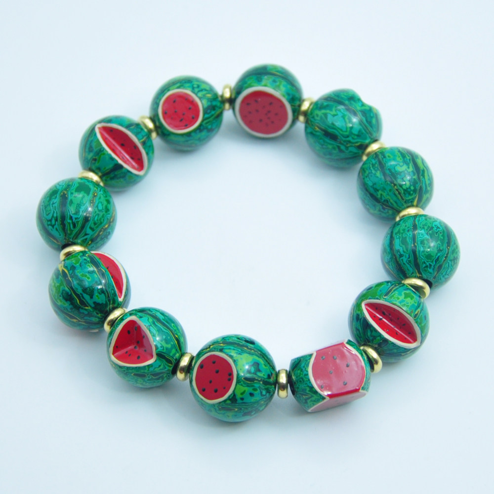 大漆实木漆器手串珠男女可爱风西瓜单颗散念珠手链礼物diy材料包