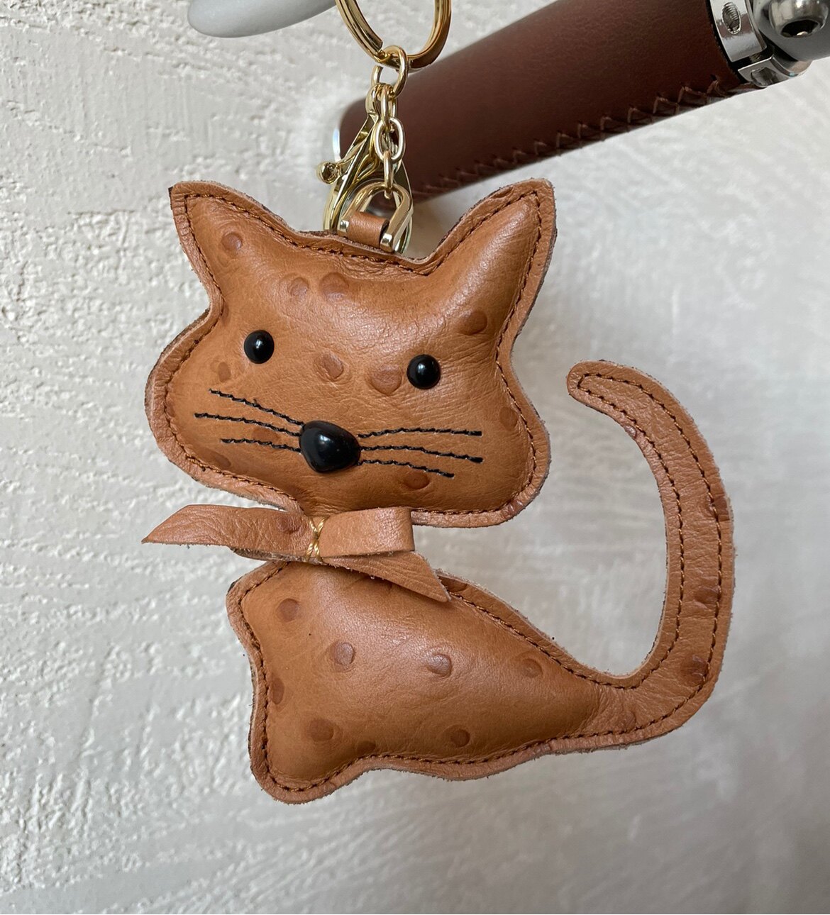挂件lamome真皮手工长尾猫小猫咪公仔创意包挂件