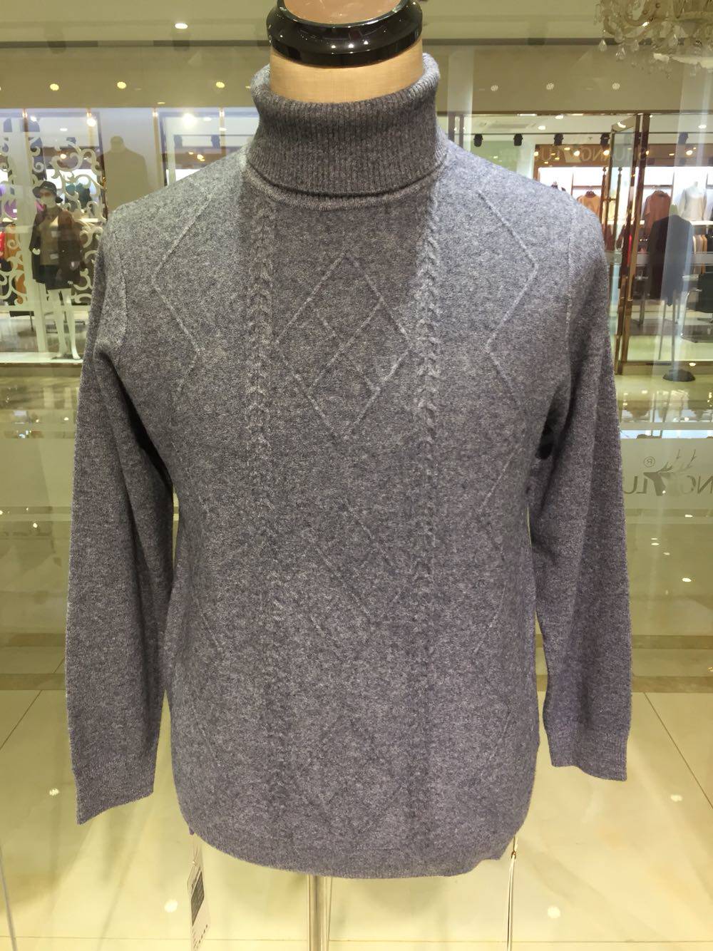 专柜正品双鹿羊毛衫男士长袖加厚保暖高领毛衣针织衫