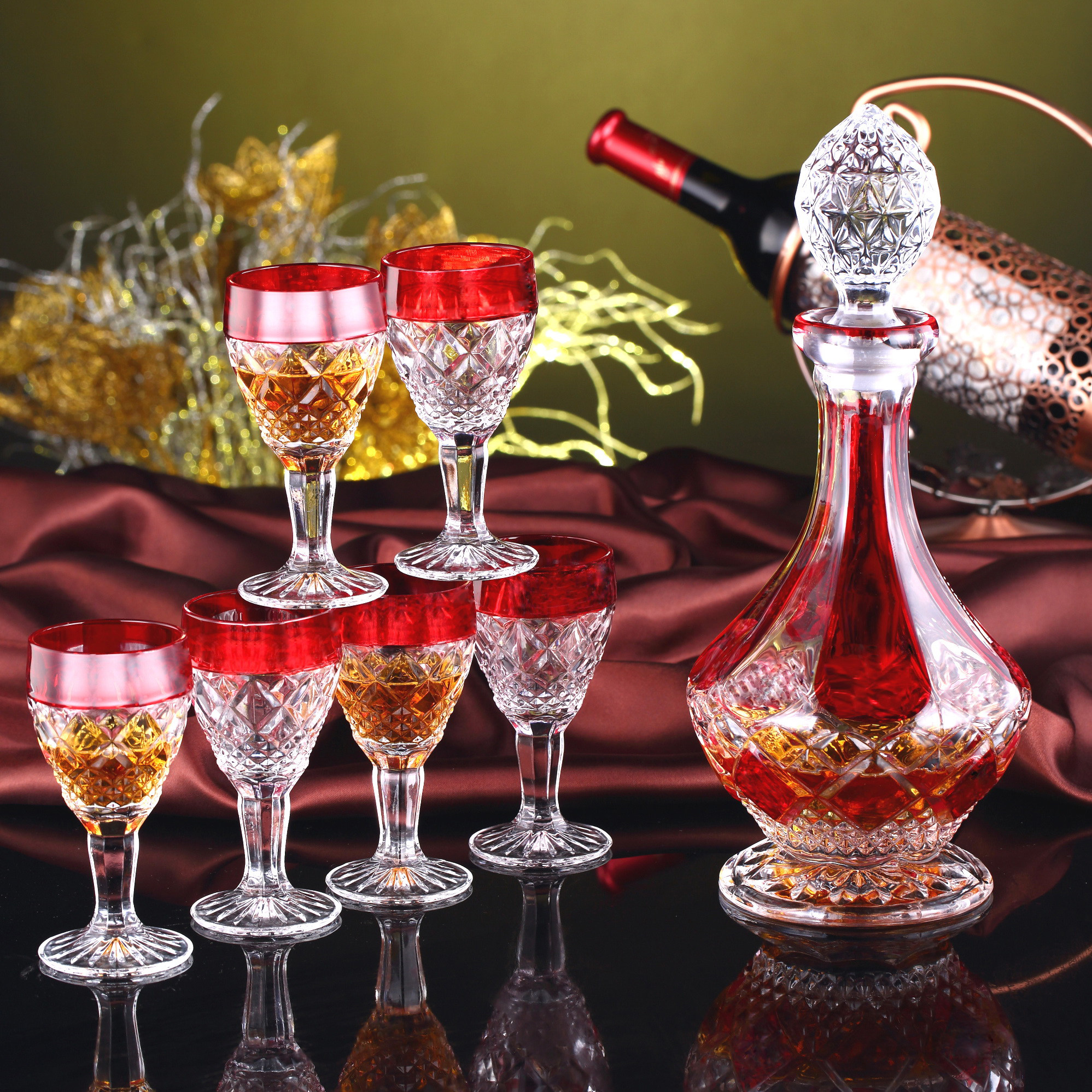 套装红酒进口酒具捷克风格水晶玻璃高脚杯家用酒具套件