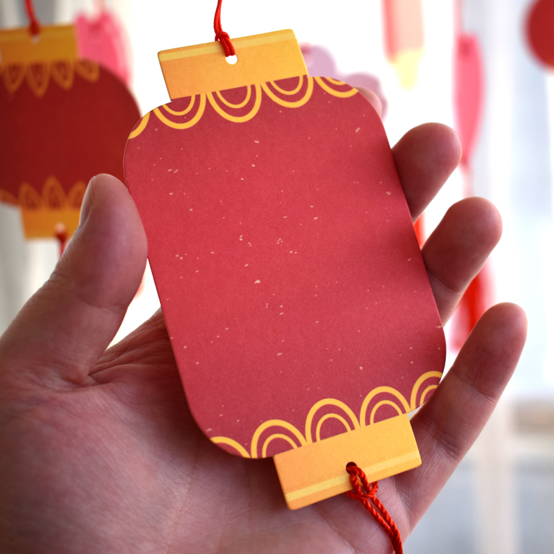 创意装饰灯笼祝福卡吊卡大红祈福樱花留言卡片贺卡