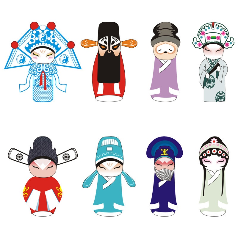 创意中国风京剧脸谱书签套装古典可爱精致q版人物礼物小学生礼品