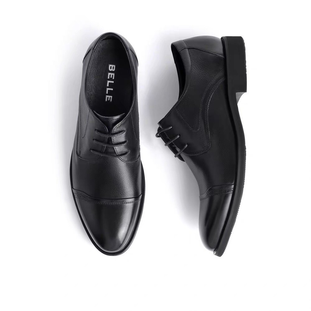 belle百丽男鞋2021春新款牛皮商务正装德比皮鞋新郎婚鞋7cl01am1