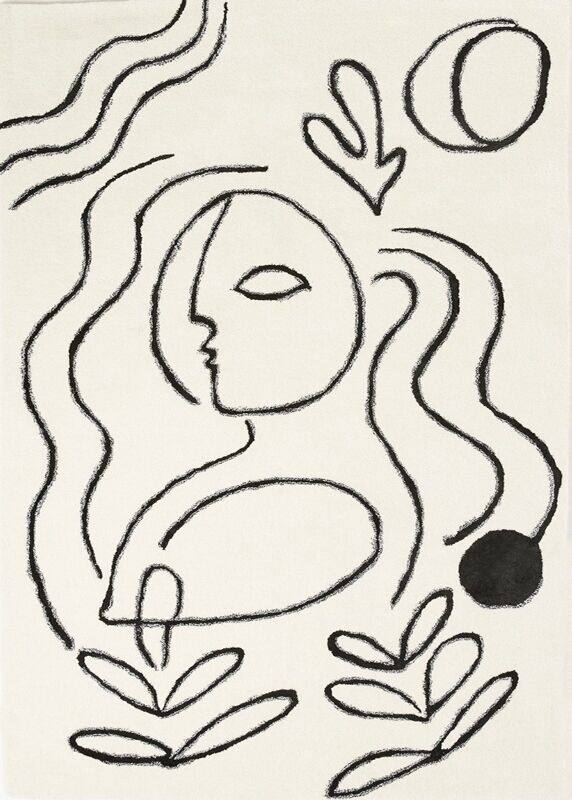 地毯艺术picasso毕加索混纺加厚黑白现代客厅茶几地毯