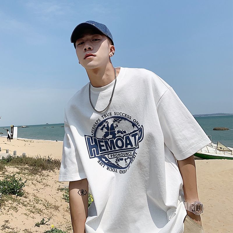 重磅纯棉男士短袖t恤情侣装宽松韩版潮流潮牌帅气百搭男生上衣夏