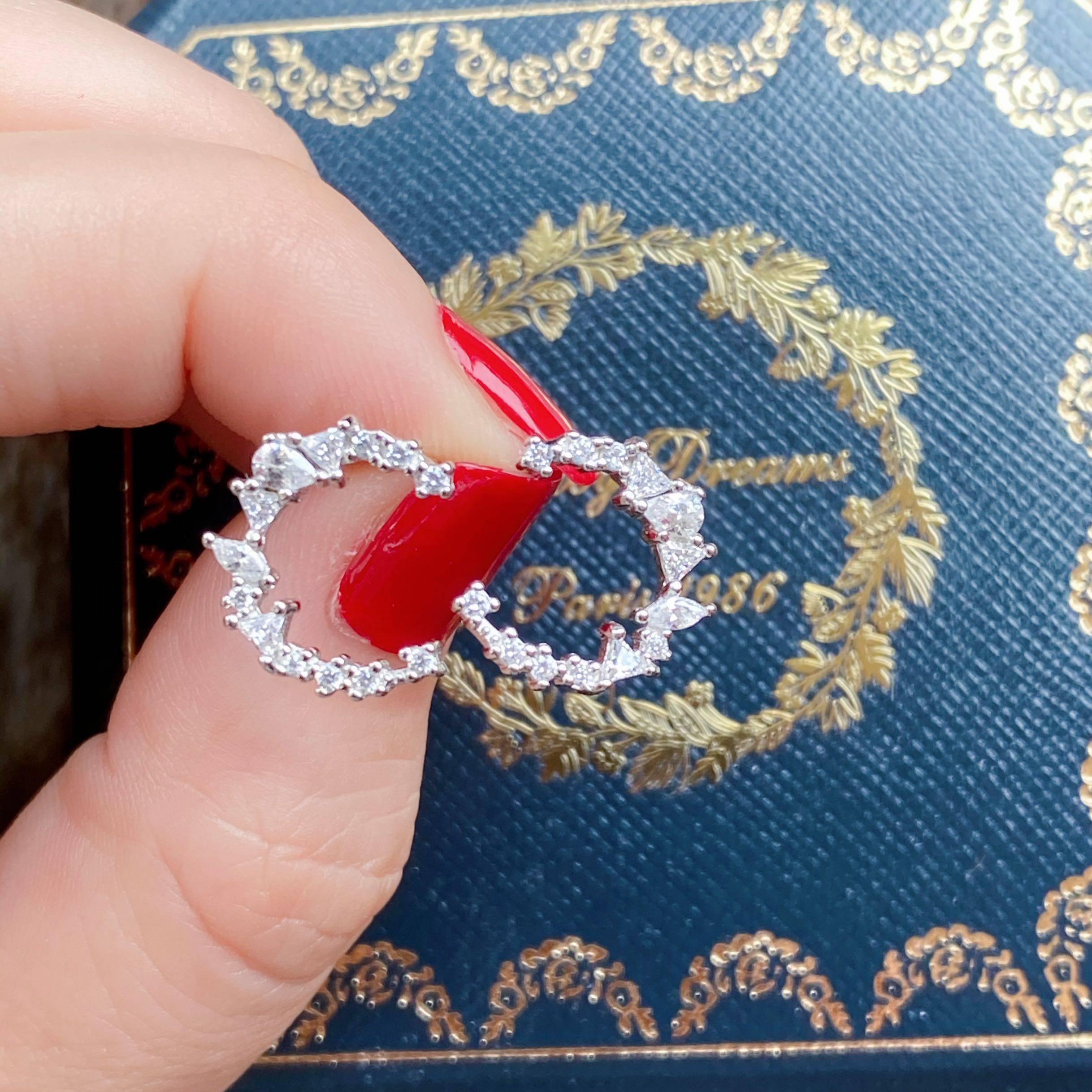 轻奢设计师juicydreams复古几何水晶月亮许愿银耳耳钉