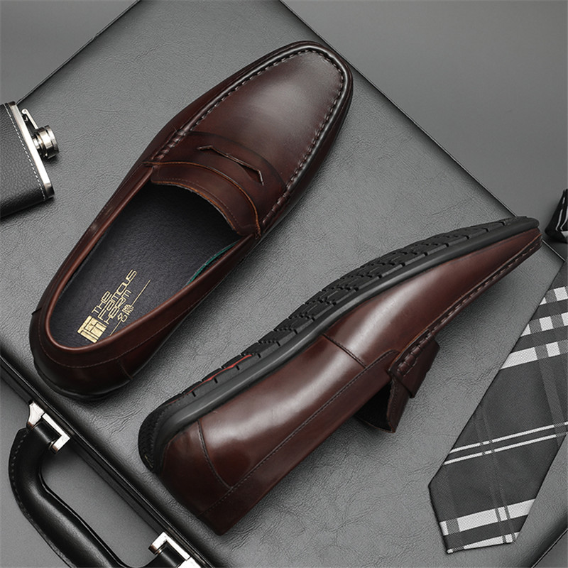 2022新款奢侈品牌意大利手工男士休闲一脚蹬真皮豆豆鞋男夏季皮鞋