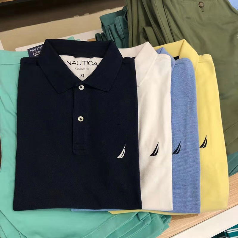 Nautica诺帝卡男士休闲POLO衫翻领短袖纯棉宽松通勤简约活力夏季