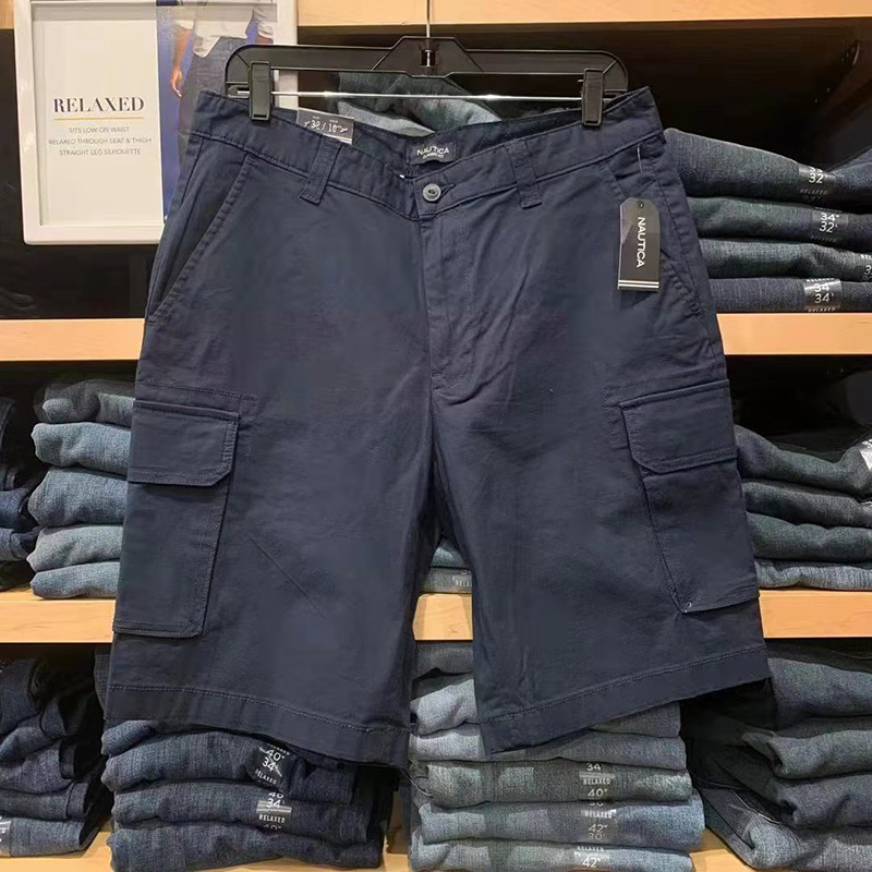 nautica诺帝卡男士10英寸休闲短裤中腰时尚多袋中裤纯色流行新款