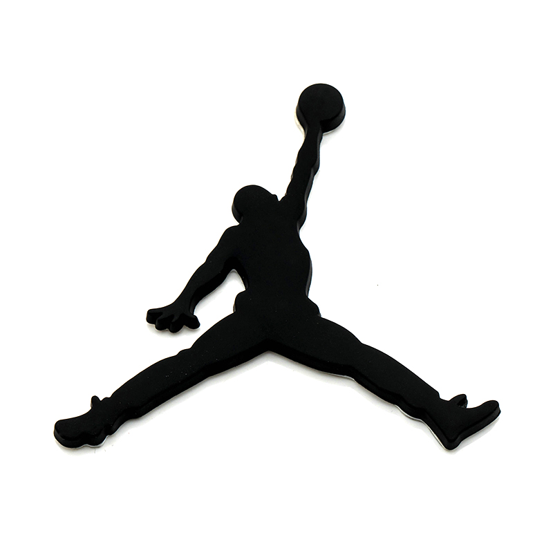 air jordan乔丹aj标志3d立体金属侧标黑色飞人汽车贴纸装饰贴车标