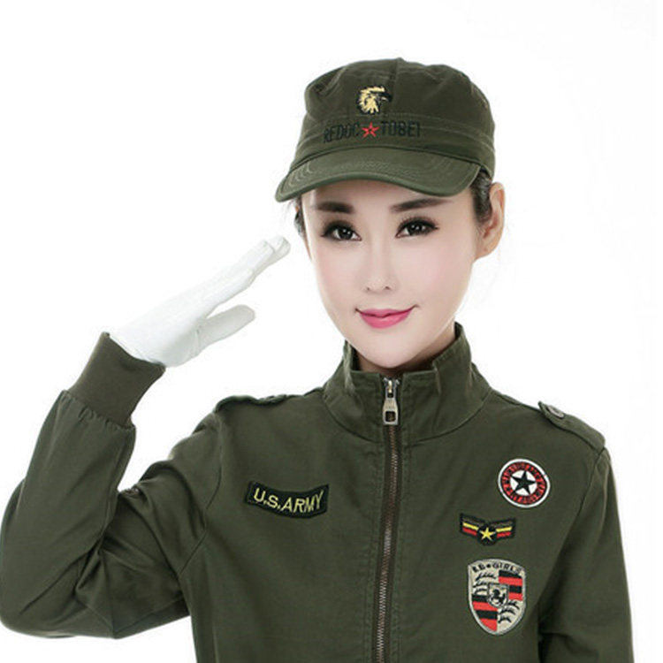 水兵舞帽广场舞演出船帽俄罗斯帽子2020新款军帽女红色网格贝蕾帽