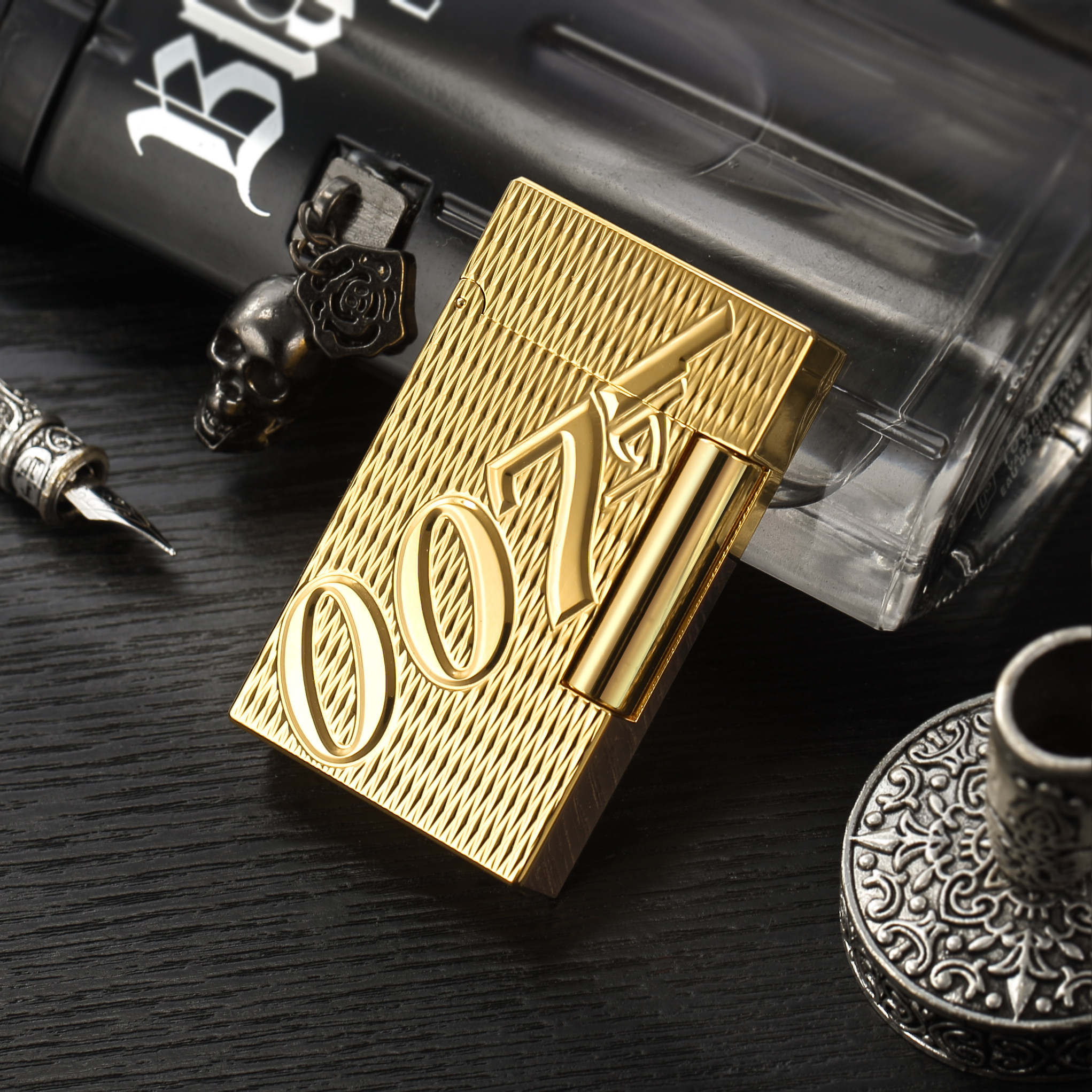 进口朗声打火机限量复古金属充气个性创意纯铜充气打火机