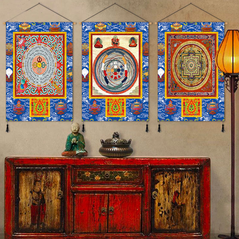 定制藏式唐卡挂画西藏密宗描绘手绘家用客厅挂毯