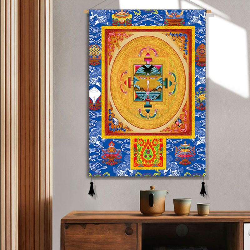 定制藏式唐卡挂画西藏密宗描绘手绘家用客厅挂毯