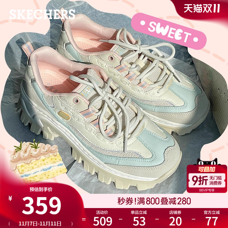 斯凯奇奶油蜜糕鞋|秋冬女厚底增高小个子老爹鞋休闲运动鞋熊猫鞋