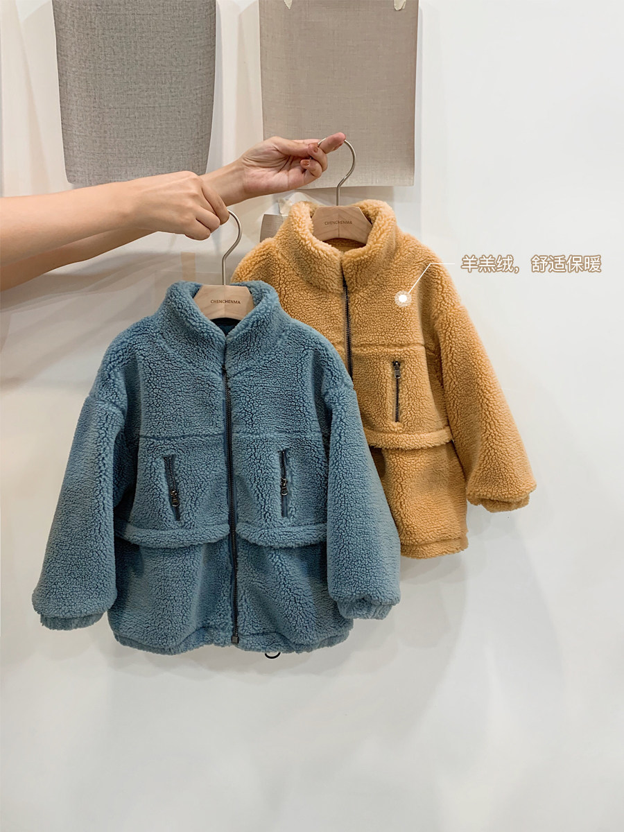 辰辰妈男童装冬季新款帅气机车风羊羔绒外套男宝宝洋气时尚衣服潮