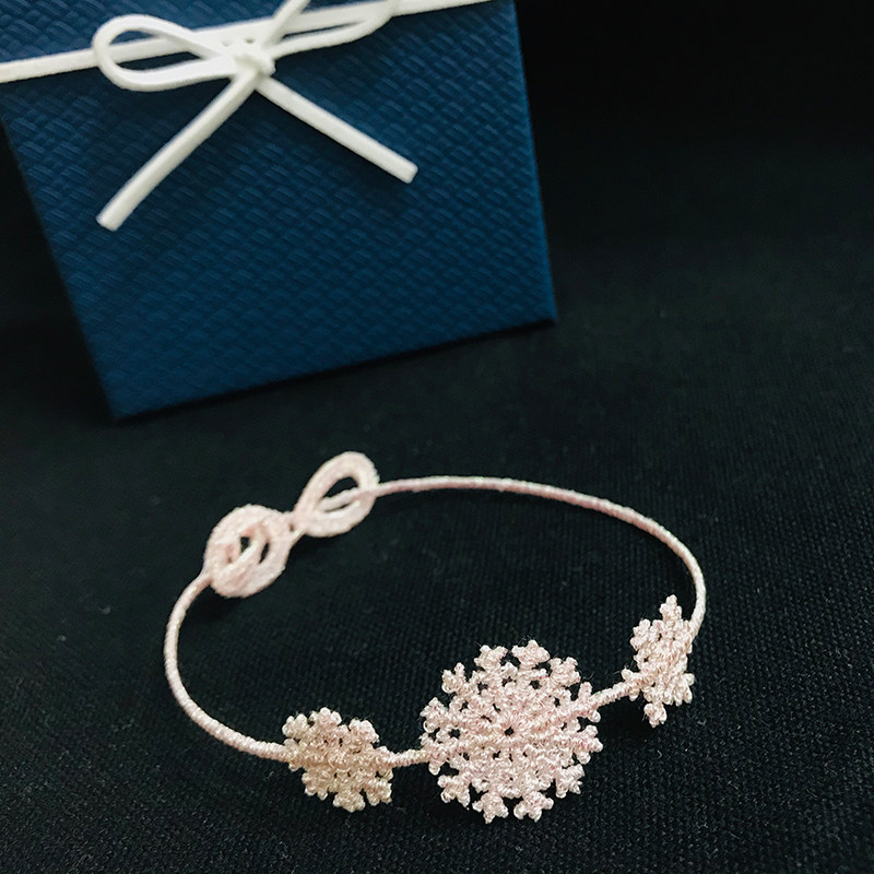 古方原创绣品刺绣蕾丝手链浪漫雪花编织手绳手链