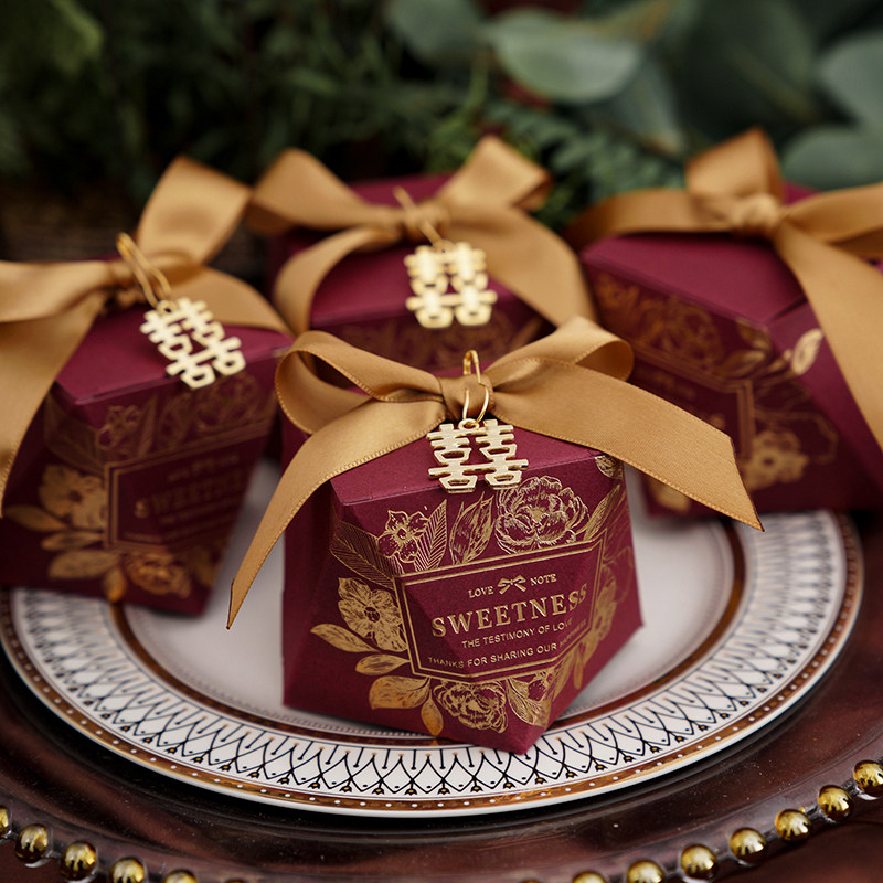 喜糖盒子ins婚礼糖果包装包装纸纸盒网红个性定制糖盒