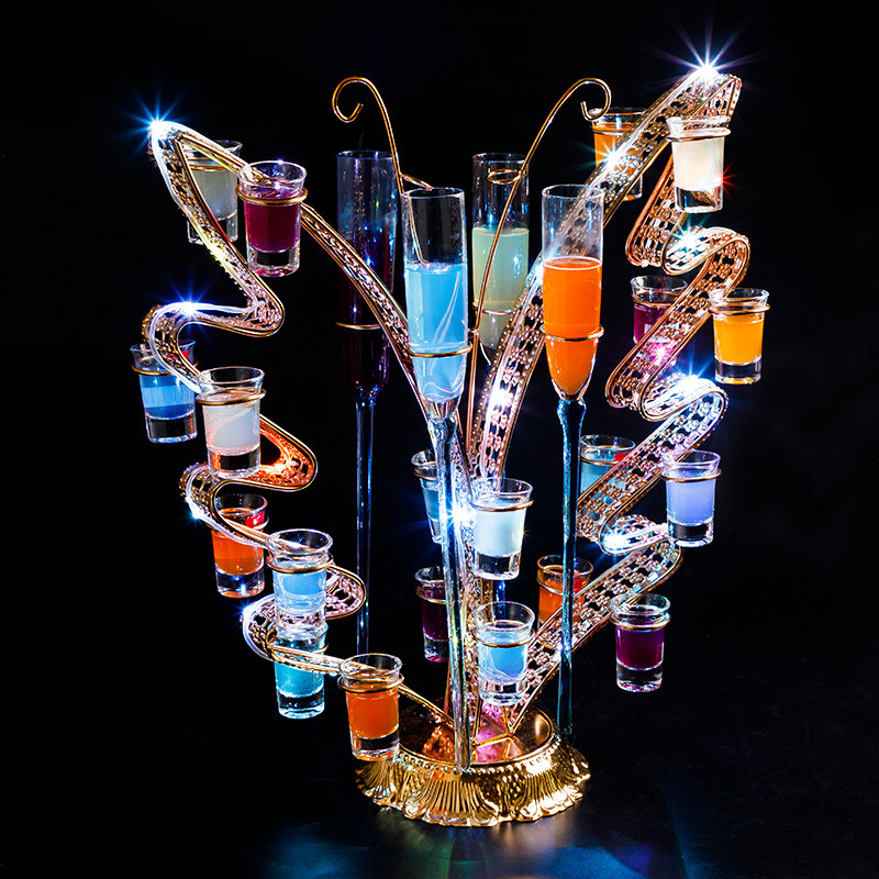 酒杯发光蝴蝶收纳夜场ktv酒吧鸡尾酒鸡尾吞杯酒架