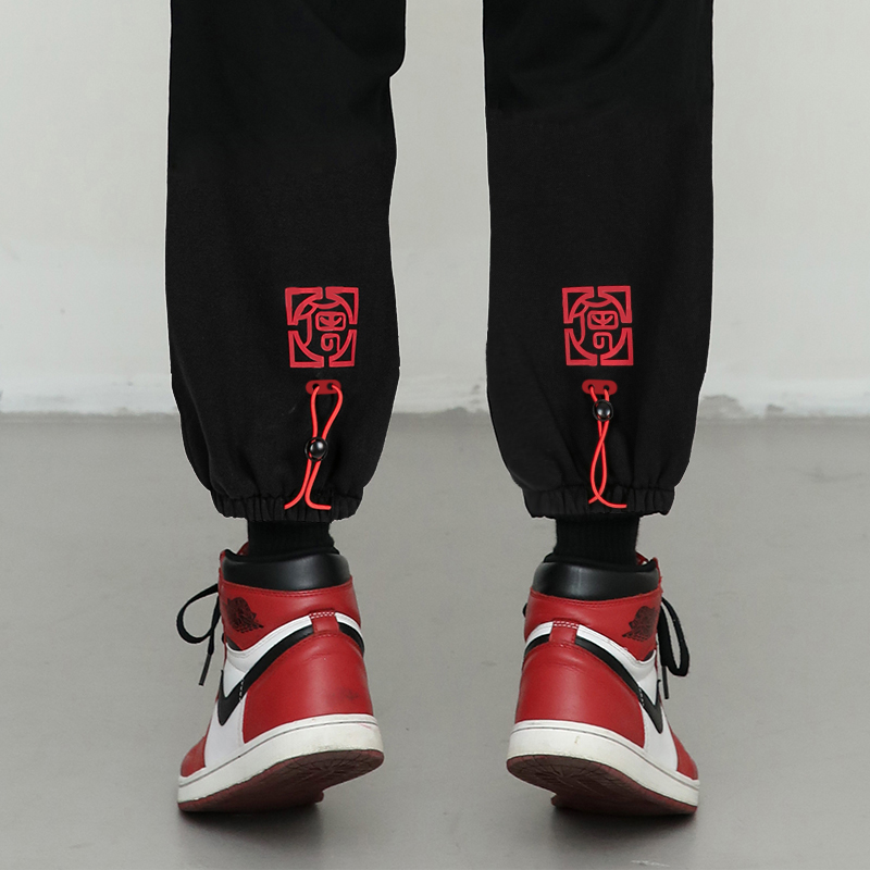 九分新疆棉不起球国风印花简约休闲宽松裤球鞋搭配束脚运动裤加绒
