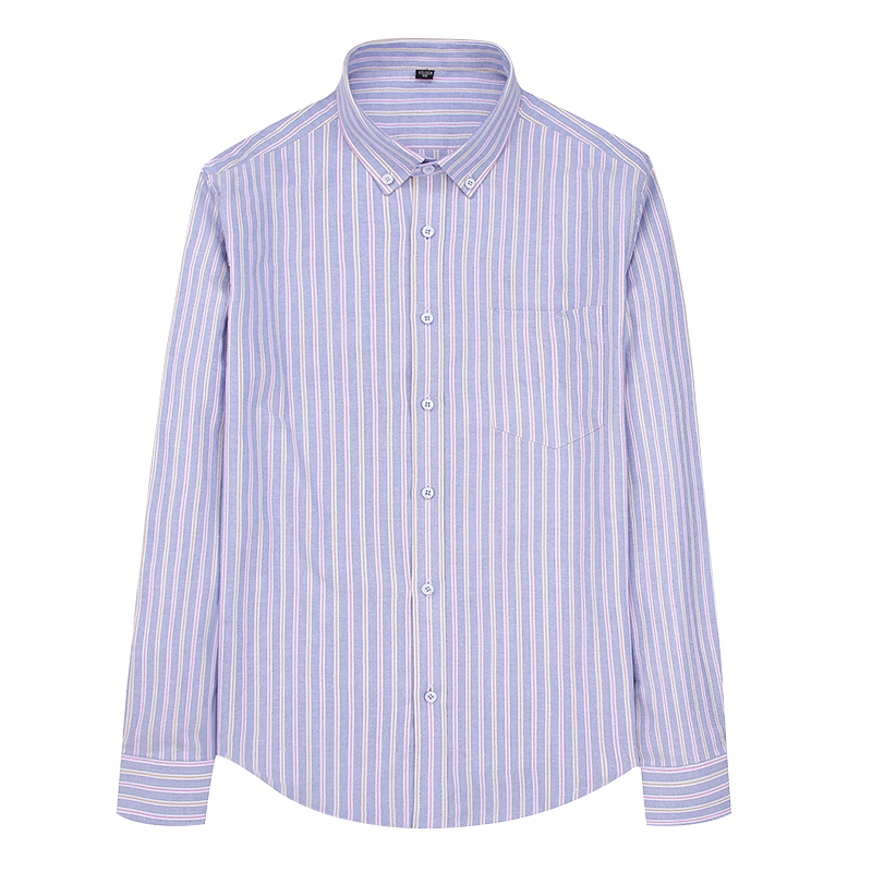 纯棉牛津纺衬衫男长袖男士条纹中年商务休闲中老年衬衣全棉爸爸装