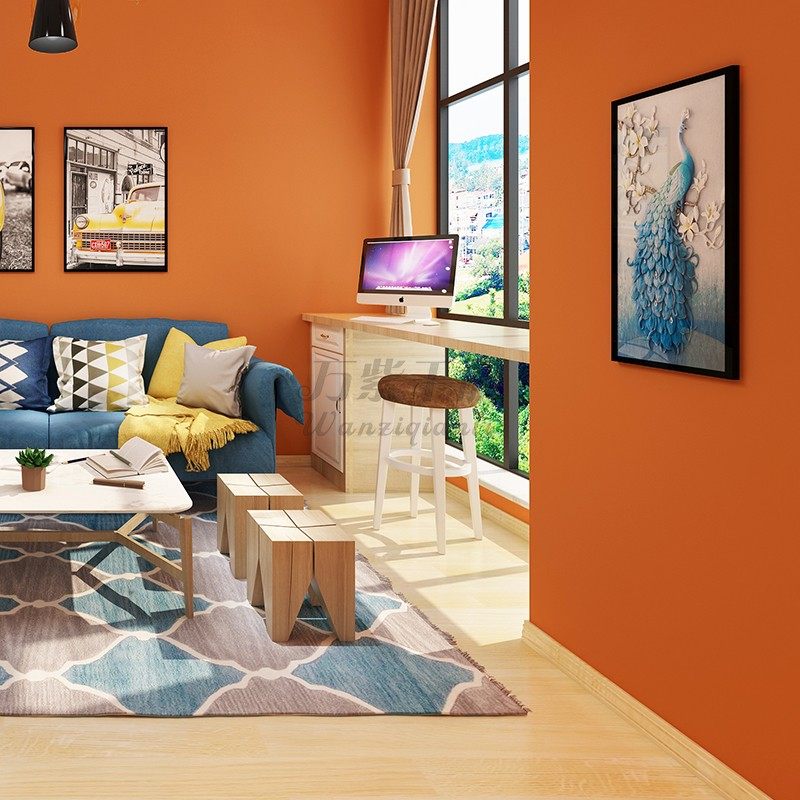 橙色墙纸现代简约纯色温馨大气橘黄色无纺布客厅背景墙无纺布墙纸