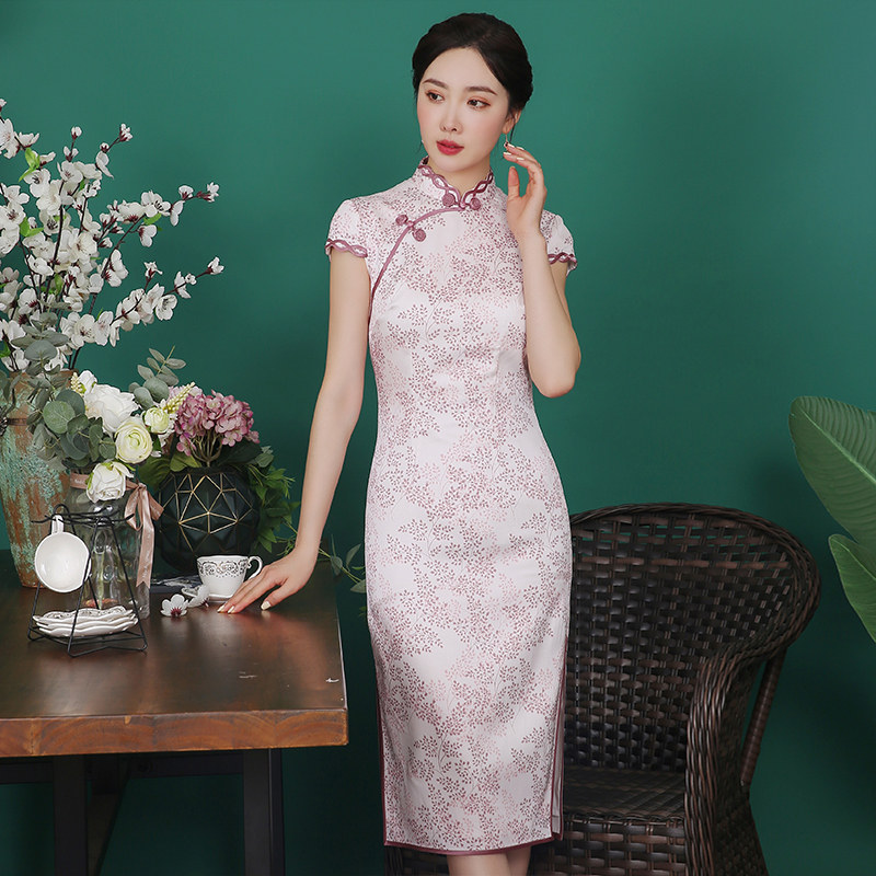 旗袍蝶恋2022春夏真丝波浪日常改良年轻少女旗袍