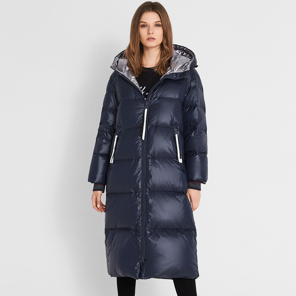 linc金羽杰2019新款长款过膝宽松韩版面包羽绒服女980113