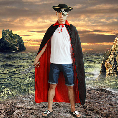 万圣节儿童服装 披风 服装海盗服装大人|儿童黑红披风cos海盗