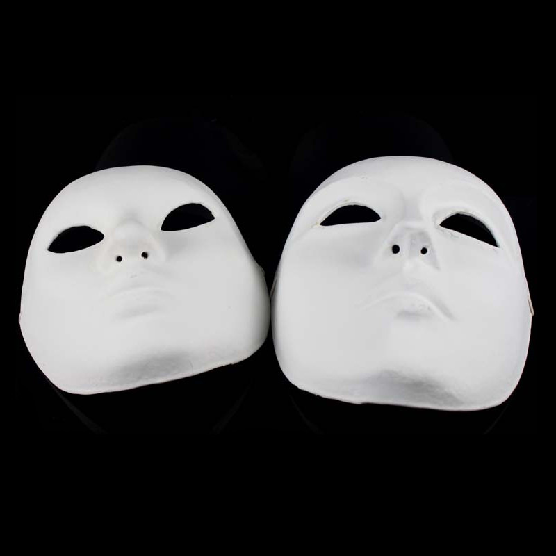 盛泉 纸浆自画手绘面具 男 女款白坯面具 diy纯白 白色面具 加厚