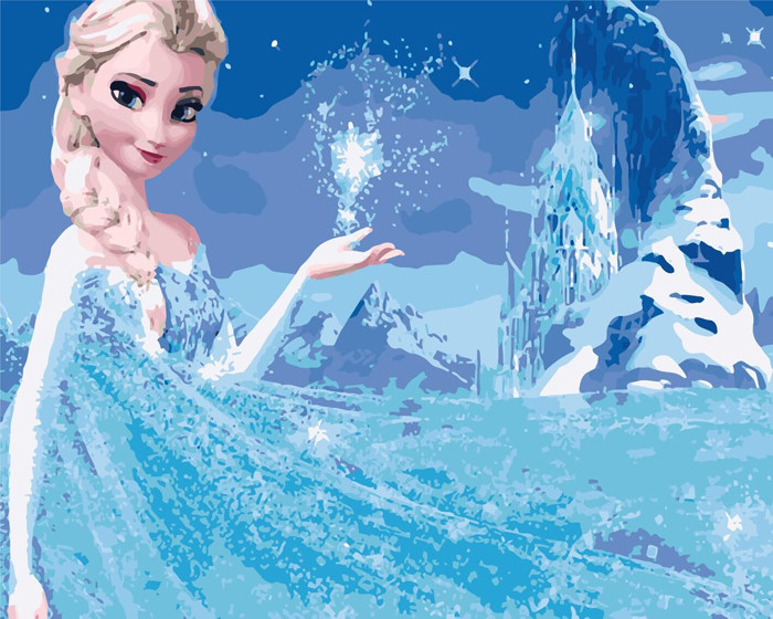 冰雪奇缘数字油画diy填色油彩彩画儿童卡通动漫diy