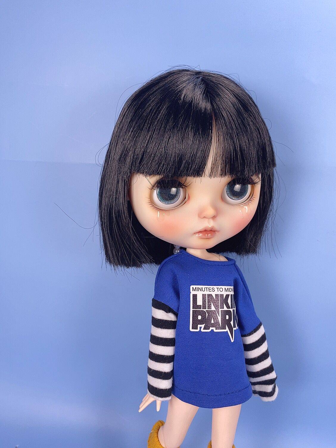 黑发短发可爱爱小委屈睫毛眼泪小布布娃娃改娃娃娃