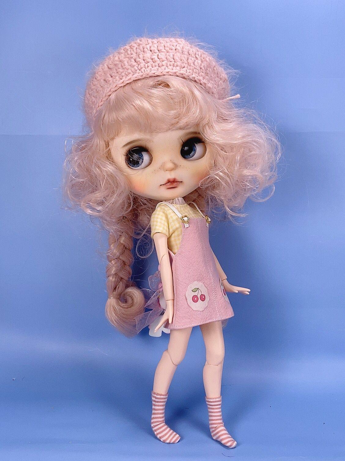 真人肌理田园风小嘴巴粉色辫子女孩小布布娃娃娃娃