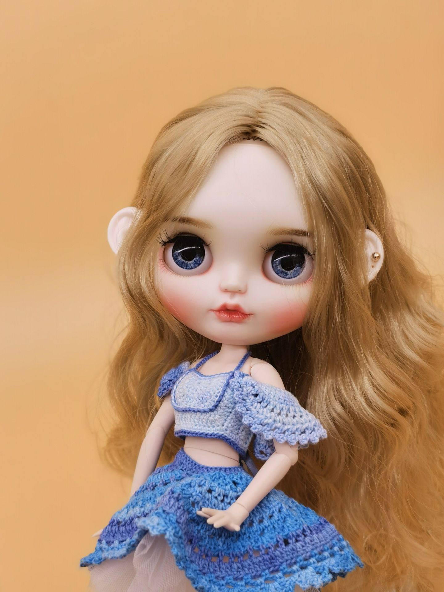 改娃手工金色大波波浪银色眼皮嘟嘟嘴女孩小布娃娃