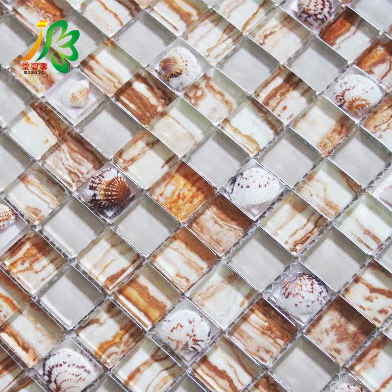 玻璃水晶马赛克贝壳地中海风格透明树脂背景墙瓷砖马赛克
