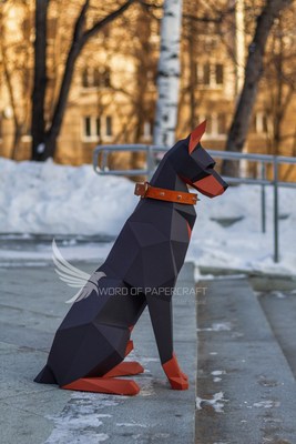 杜宾犬狗狗动物模型手工摆件玩具几何折纸立体构成其他类型纸模