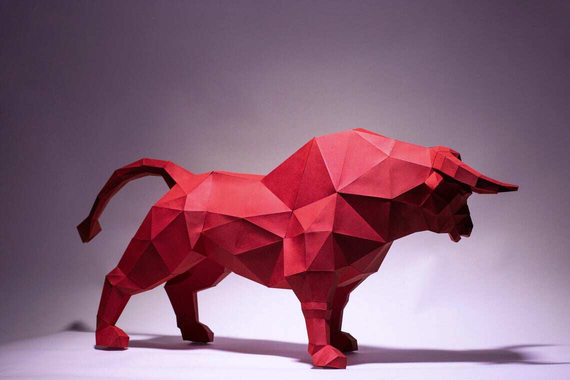 牛年公牛斗牛几何折纸3d立体模型构成diy其他类型纸模