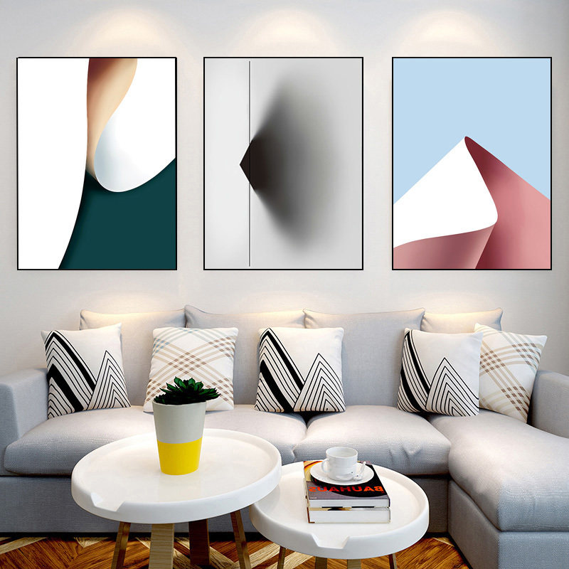 客厅装饰画沙发背景三联大气墙壁壁画北欧风格现代装饰画