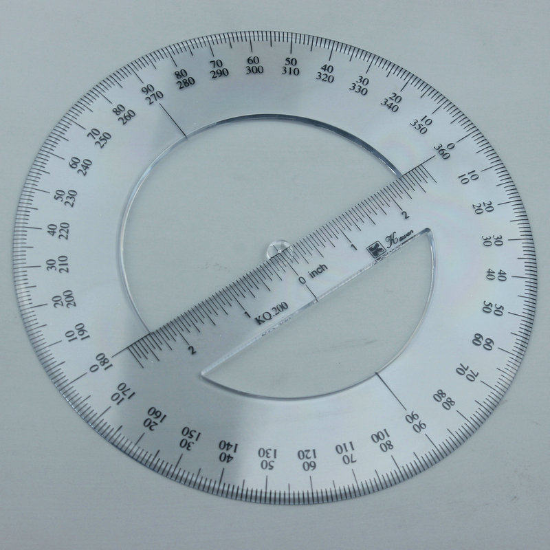 全圆量角器360度绘图设计透明直径30cm下陷刻度各类尺