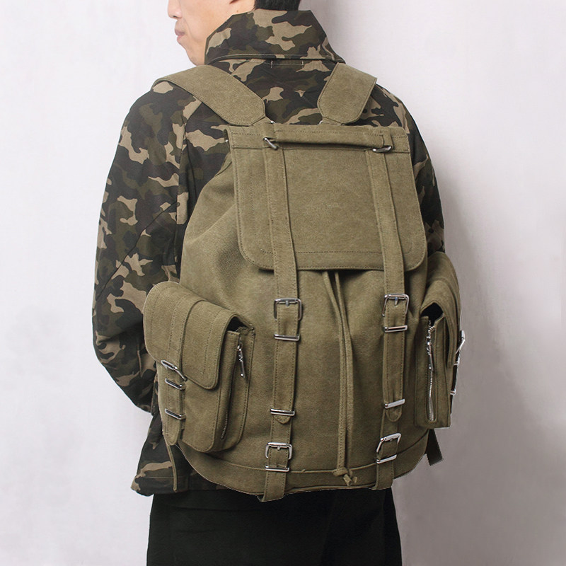 胡一天同双肩包旅行包大容量休闲背包男质感帆布包readymade双肩背包