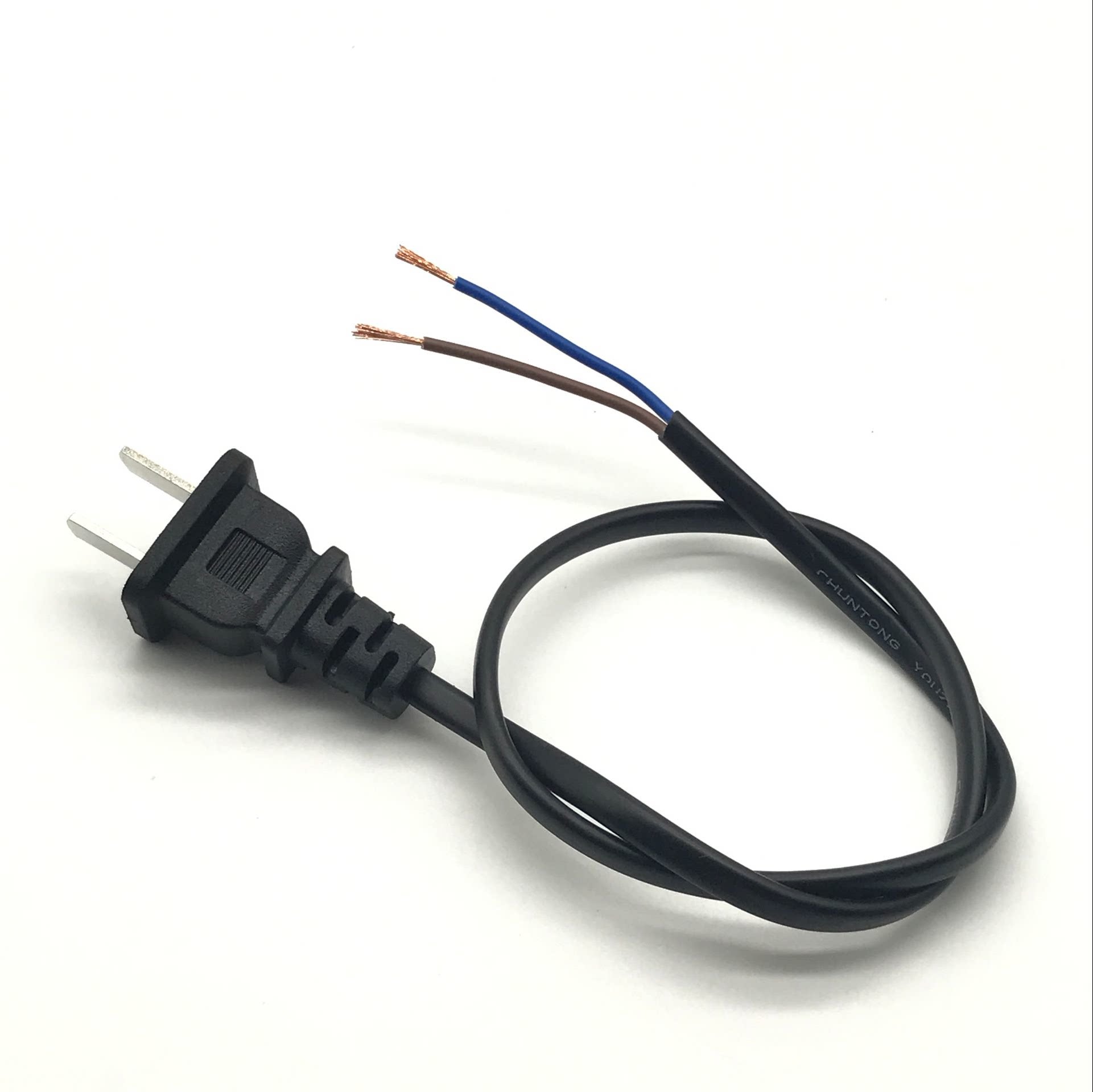 纯铜二芯 2*1平方两项插头线 带线插头 两孔插头二项国标电源线