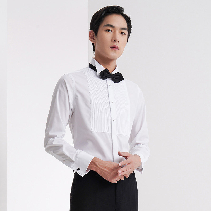 报喜鸟免烫男士商务休闲新疆棉礼礼服白色长袖衬衫