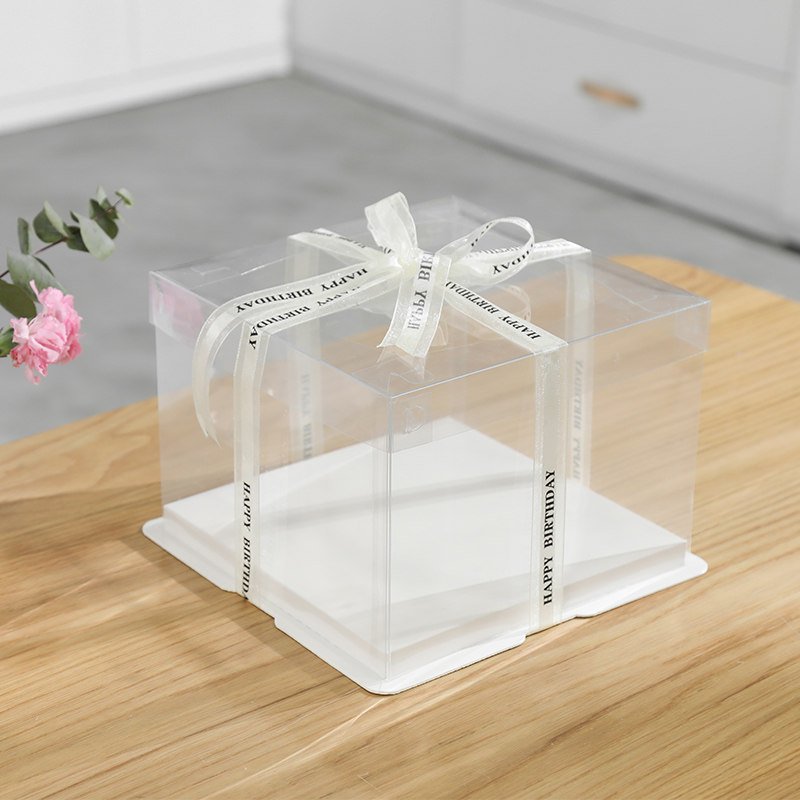 生日蛋糕盒子包装盒透明手提一次性网红慕斯4/6/8/10寸单双层加高