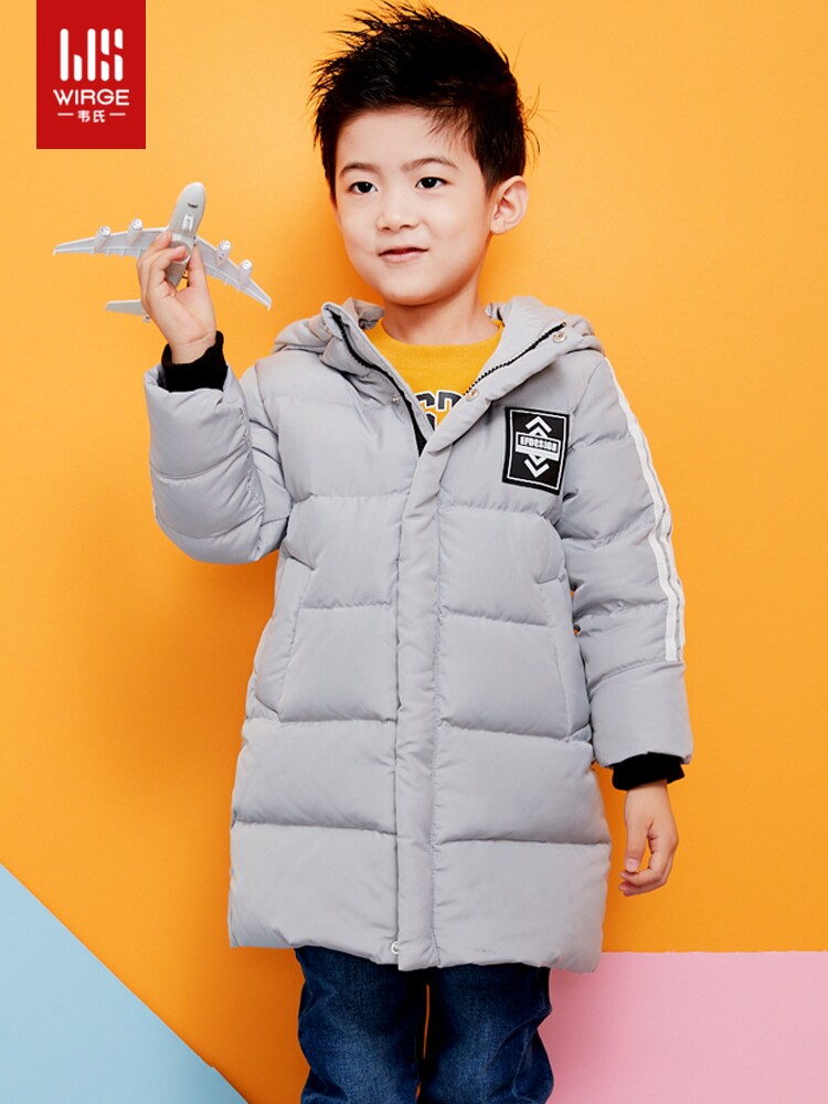 羽绒服韦氏童装新款儿童中长款连休闲加厚男女羽绒服