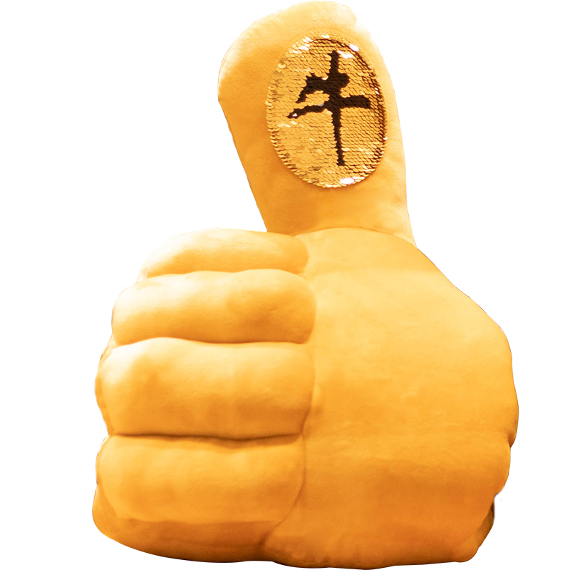 创意意点大拇指抱枕手套暖手捂枕手偶搞怪道道具毛绒布艺类玩具