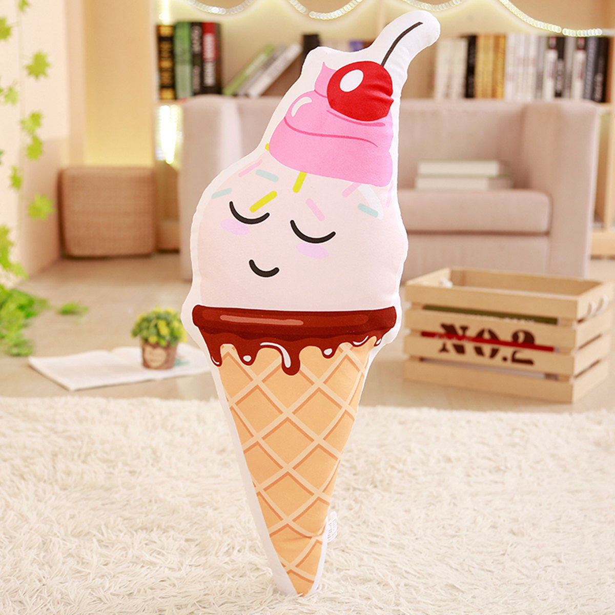 可爱冰淇淋抱枕毛绒玩具创意雪糕公仔靠垫布娃娃女孩睡觉抱送女友