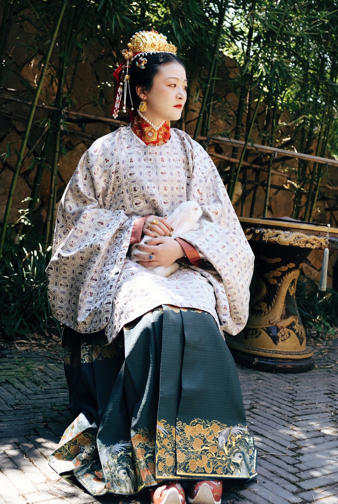 仿明镶宝石金冠带冠带发簪明代梁冠汉服仿古发冠发饰